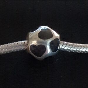 Pandora Silver Bracelet with Black Heart Charm